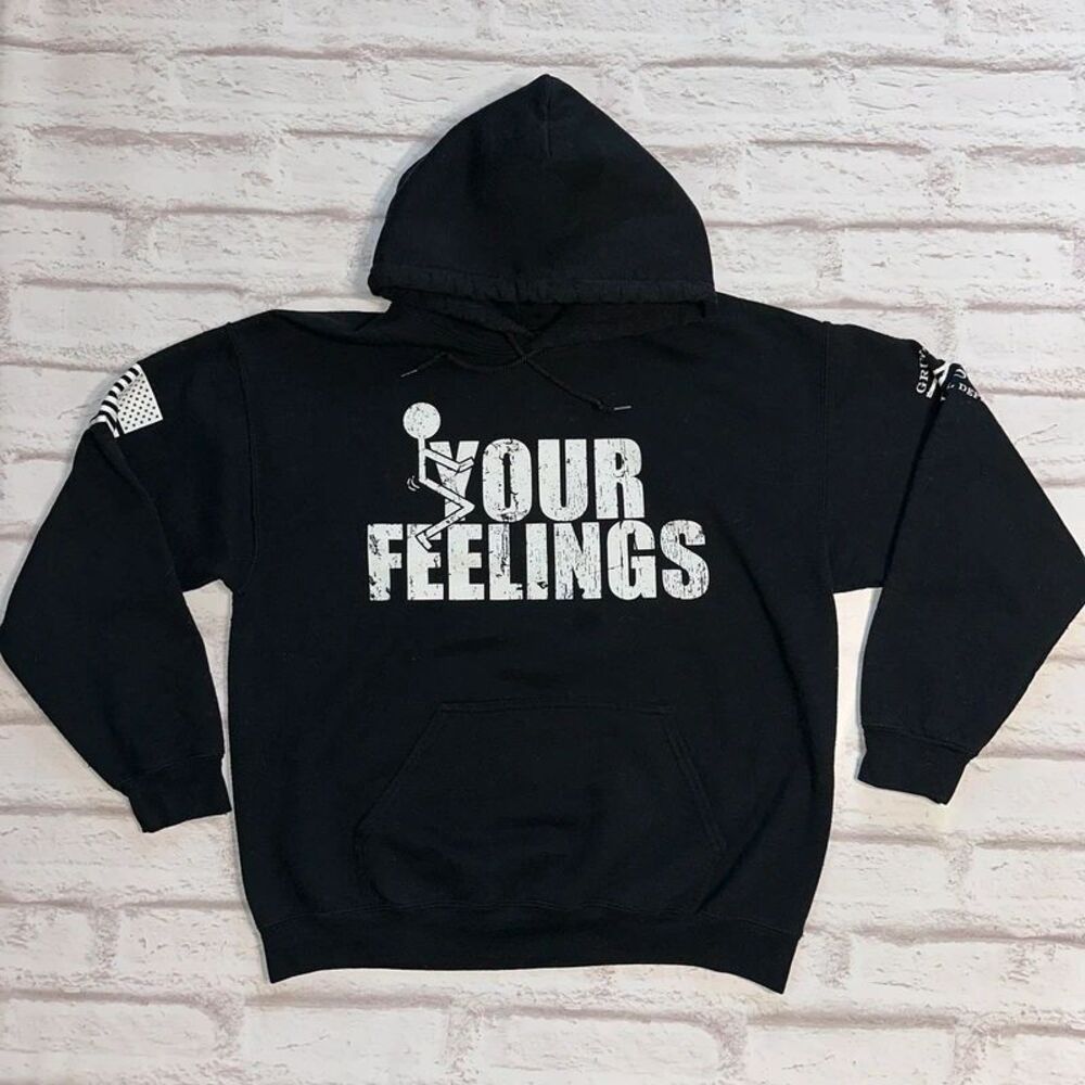 Grunt Style "F*ck Your Feelings" Black Graphic Pullover Hoodie - Men's Large